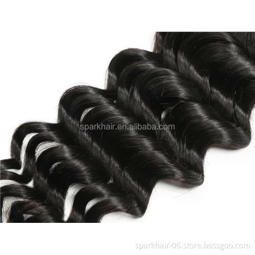 100% Unprocessed Virgin Cuticle Aligned Deep Wave Non-Remy Human Weft Natural Black Human Hair Extension 100g/Bundle
